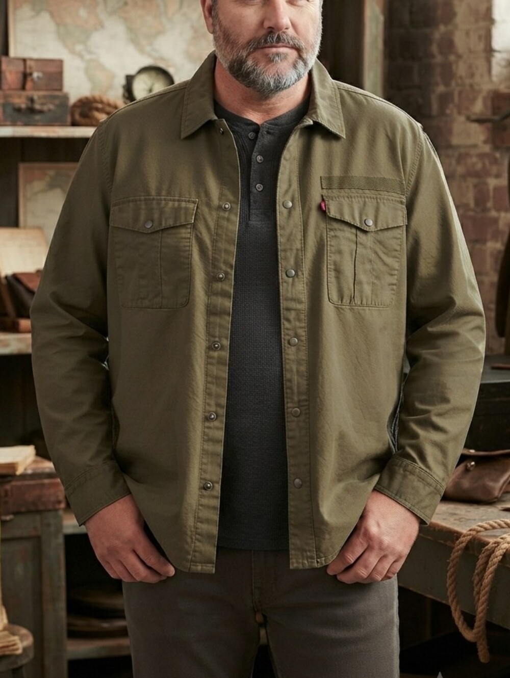 Levi’s Olive Green Military Field Jacket XXL NWT Utility Workwear Safari Jacket